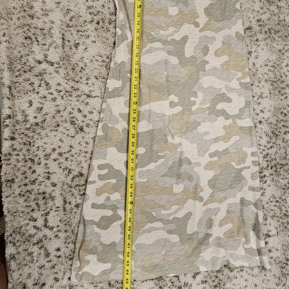 ATM SZ S Midi Grunge Camo Slub Jersey Crew Neck Long Sleeve Casual Shift Dress - Picture 15 of 16